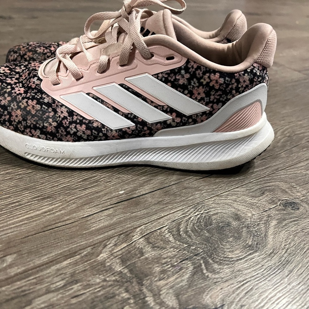 Adidas Pink and Black Floral Sneakers